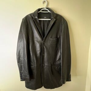 Hugo Boss Men’s Black Lamb Leather Blazer Jacket – Size L / XL